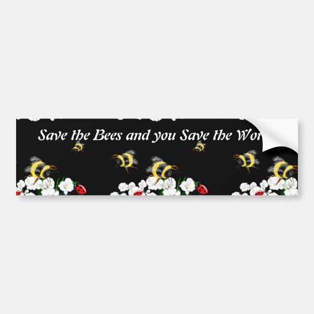 SAVE BEES save world - bee ladybug art Autoaufkleber (Vorne)