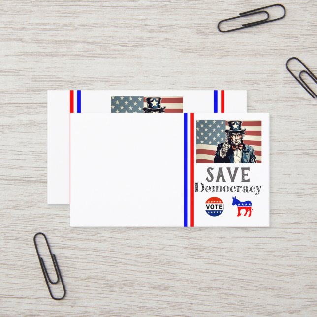 Save Democracy Carte de visite (Devant/Arrière en situation)
