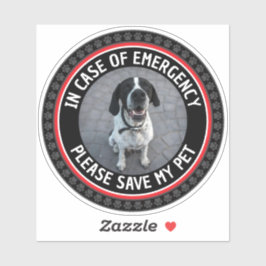 SAVE MY PET Safety Alert Custom Photo Modern Aufkleber