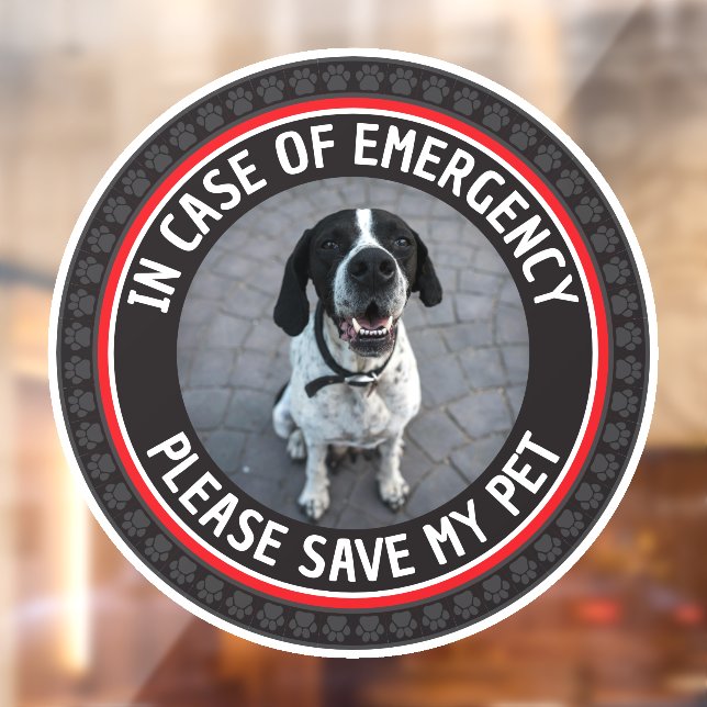 SAVE MY PET Safety Alert Custom Photo Modern  Fensteraufkleber (Blatt 2)