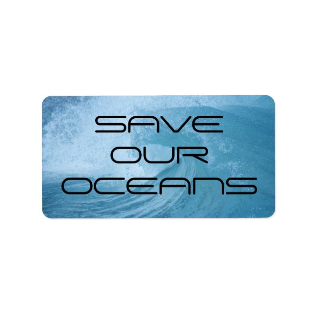 SAVE OUR OCEANS WAVE SURF CLIMATE CHANGE POLLUTION ADRESSAUFKLEBER (Vorne)