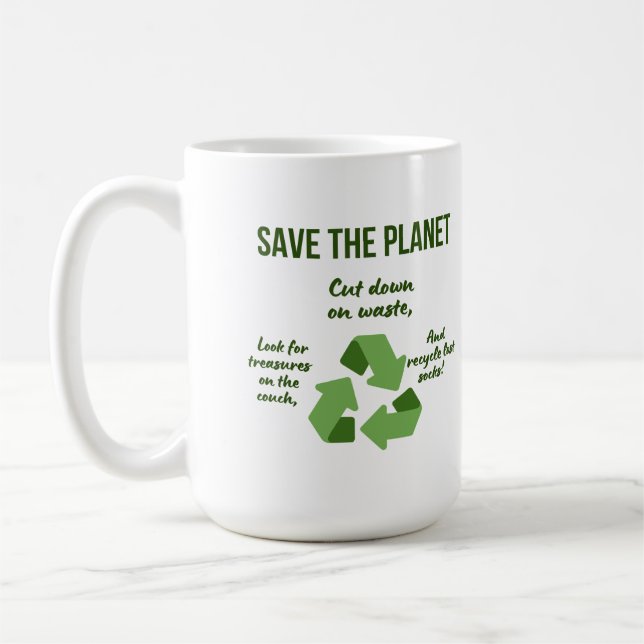 Save, Share, and Recycle Kaffeetasse (Links)