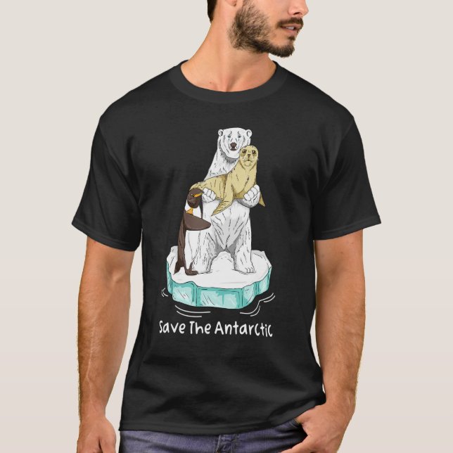 Save The Antarctic Global Warming Polar Bear Clima T-Shirt (Vorderseite)