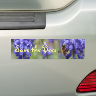 Save The Bees Environmental Bee on Flower Purple Autoaufkleber