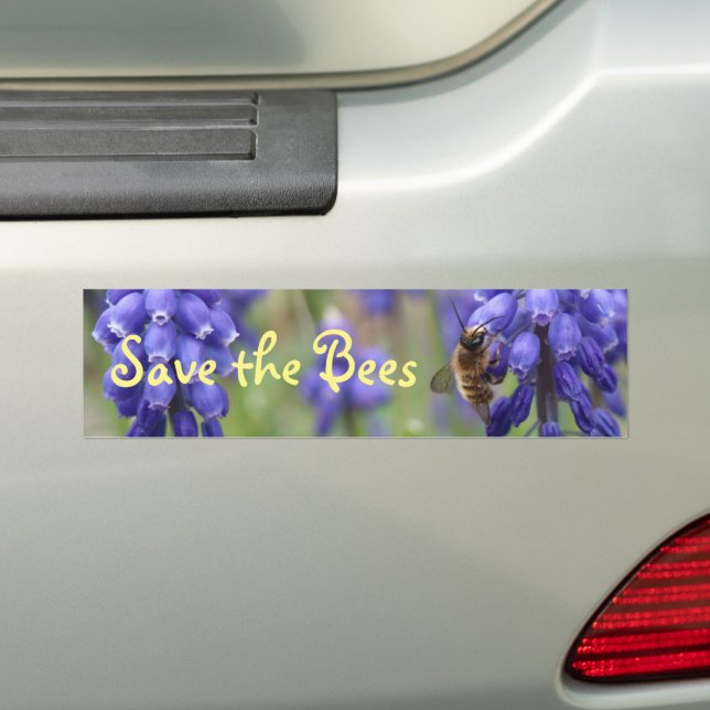 Save The Bees Environmental Bee on Flower Purple Autoaufkleber (Auf Auto)