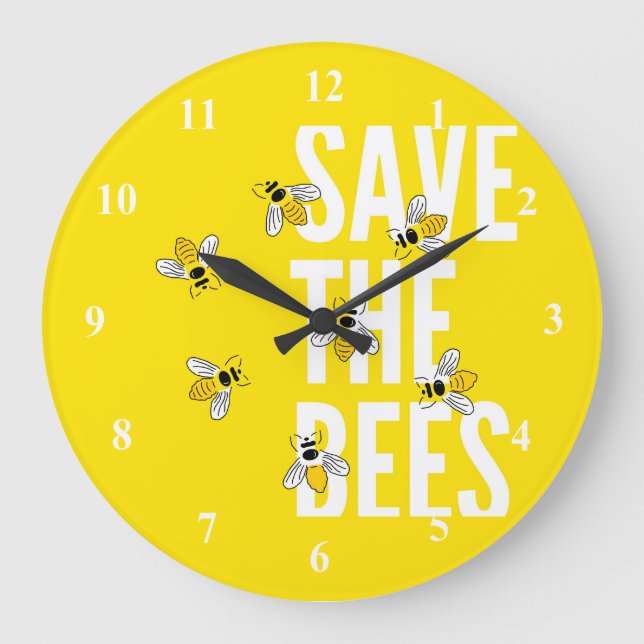Save The Bees Große Wanduhr (Vorderseite)