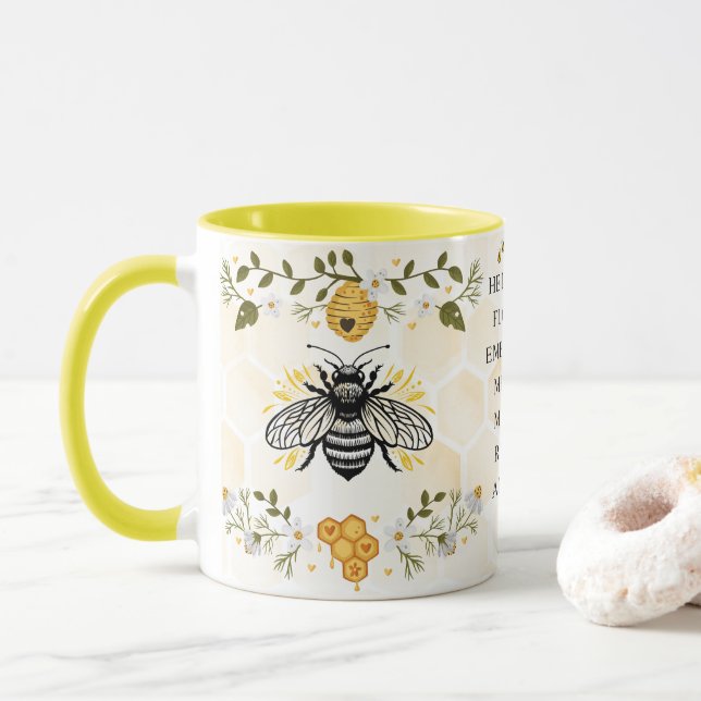 Save the Bees Inspirational Bee Honey Lover Gift  Tasse (Mit Donut)