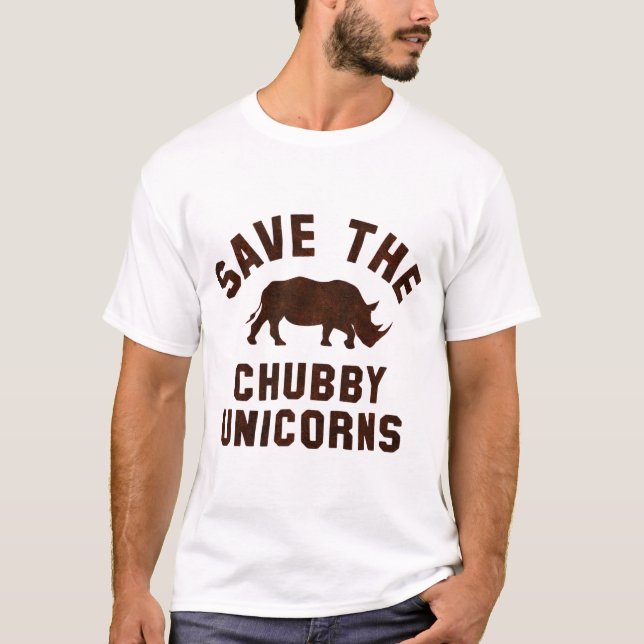 Save the Chubby Unicorns Funny Rhino Graph T-Shirt (Vorderseite)