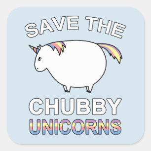 Save The Chubby Unicorns Quadratischer Aufkleber