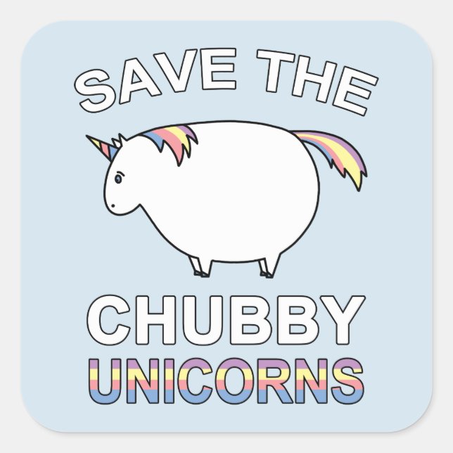Save The Chubby Unicorns Quadratischer Aufkleber (Vorderseite)
