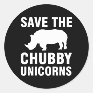 Save The Chubby Unicorns Runder Aufkleber