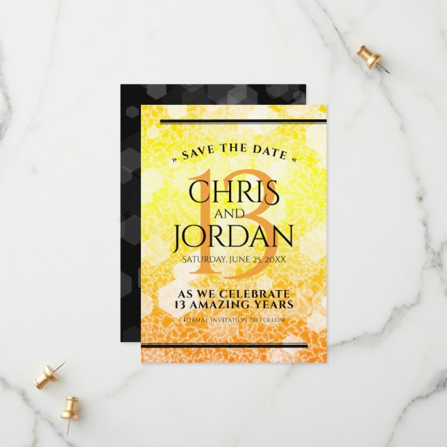 Save The Date 13ème anniversaire Mariage de la Citrine (Devant/Arrière en situation)