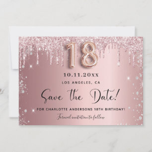 Save The Date 18e anniversaire blush rose argent enregistrer la