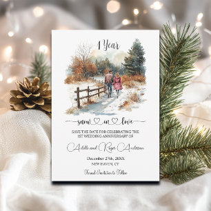 Save The Date 1er anniversaire de mariage Paysage hivernal roman
