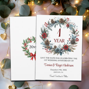 Save The Date 1er anniversaire Mariage en papier hiver