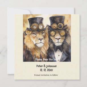 Save The Date 2 lions mâles steampunk Sauvez la date