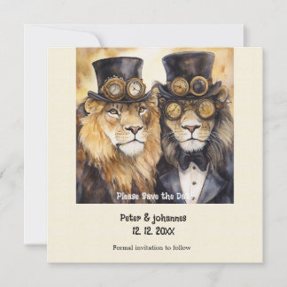 Save The Date 2 lions mâles steampunk Sauvez la date