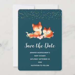 Save The Date 2 mignons petits renards rouges