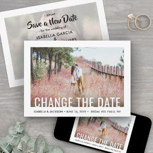 Save The Date 2 Photo Moderne Minimaliste Mariage Postponction