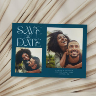 Save The Date 2 Photo Mystique Typographie Moderne Sarcelle