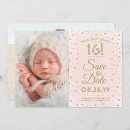 Save The Date 2 Photo Sweet 16 Anniversaire Blush Gold Enregistr