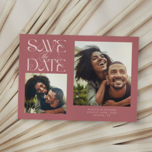 Save The Date 2 Photo Typographie Moderne Mystique Rose