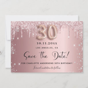 Save The Date 30e anniversaire blush rose argent enregistrer la