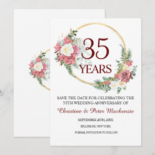 Save The Date 35e anniversaire du Mariage de corail