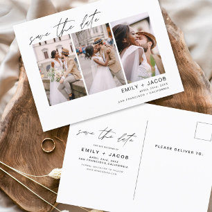 Save the Date 3 Foto Elegante bearbeitbare Postkar Postkarte