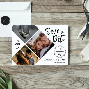 Save The Date 3 Photo Collage Diamant Typographie Script