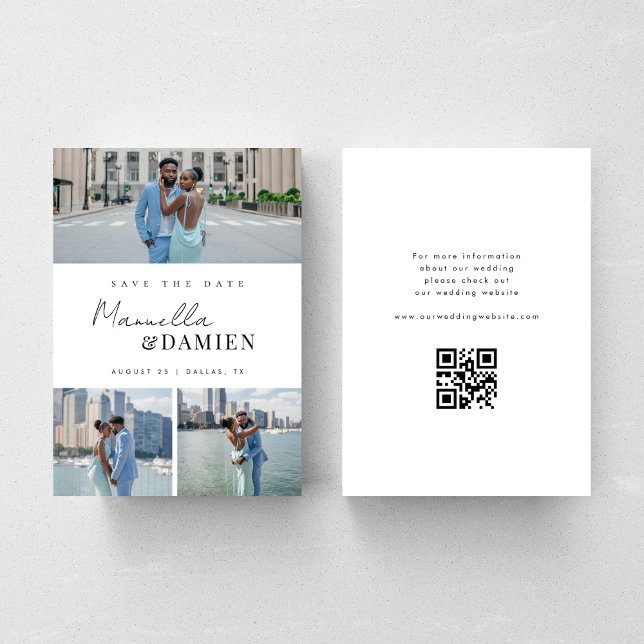 Save The Date 3 Photos préférées | Code QR de mariage à écriture (Créateur téléchargé)