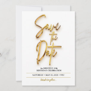 Save the Date 3d Text Einfach und Minimalistisch Einladung