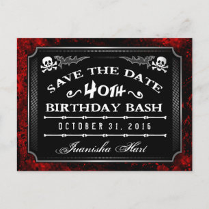 Save the Date 40. Geburtstags-Bash Halloween Ankündigungspostkarte
