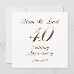 Save The Date 40e anniversaire de Mariage Parents 2020 Elegant