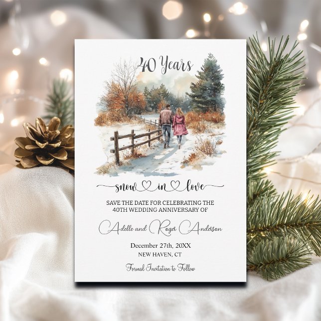 Save The Date 40th Wedding Anniversary Winter Landscape Romantic (Créateur téléchargé)