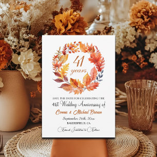 Save The Date 41e anniversaire de Mariage Élégant automne floral