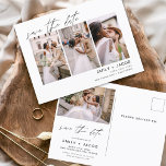 Save the Date 4 Foto Elegant Editable Postkarte<br><div class="desc">Modernes und elegantes Landschaftsbild Horizontal Vier (4) Foto Save the Date Hochzeitsmagnet mit handgeschriebener Schriftzeichen. Der Save the Date einladende Magnet beinhaltet Skripttypografie und schick und schlichtes Design,  mit dem Sie Ihre individuelle Verlobung Fotografie hinzufügen können.</div>