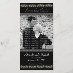 Save The Date 4x8" Elégant noir Enregistrer la date annonce