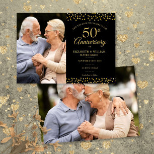 Save The Date 50e Anniversaire de Mariage Cœurs en Or 2 Photos