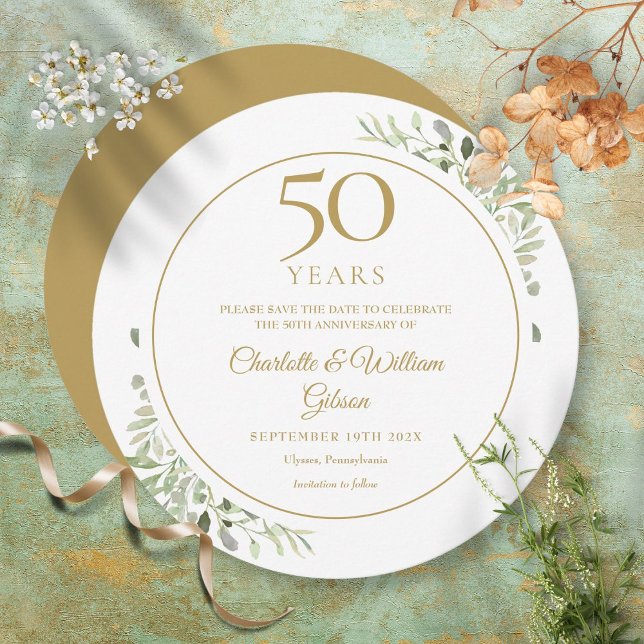 Save The Date 50e anniversaire de mariage noces d'or circulaire  (Créateur téléchargé)