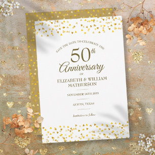 Save The Date 50e anniversaire du Mariage Coeurs d'amour dorés