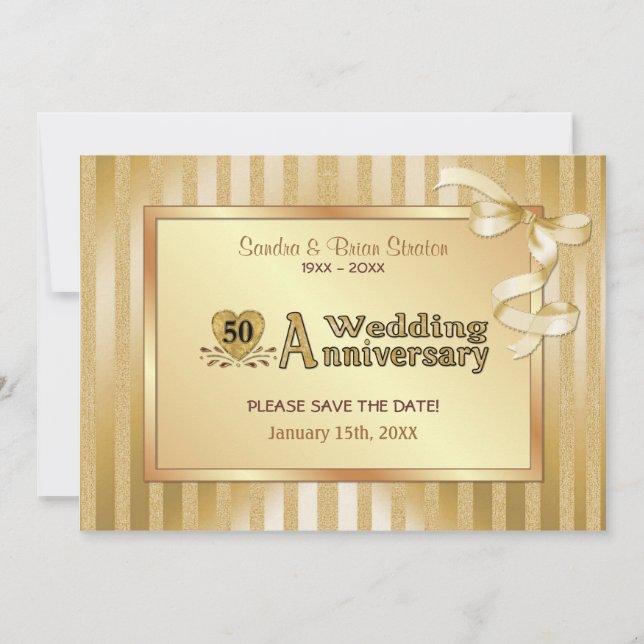 Save The Date 50e anniversaire du Mariage - Or (Devant)