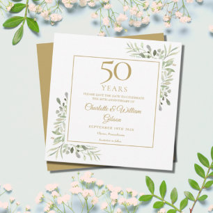 Save The Date 50e Anniversaire Mariage d'or Carré de verdure