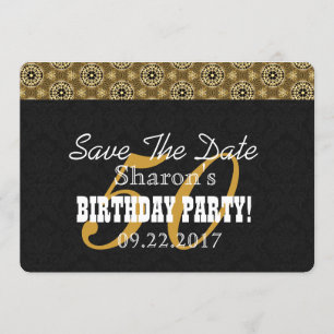 Save The Date 50e FÊTE D'ANNIVERSAIRE Pour Son Black and Gold H0