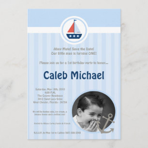 Save The Date 5x7 Ahoy Nautical Sail Boat Anniversaire Invitatio