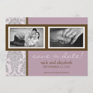 Save The Date 5X7 Baroque violet/Brown à deux photos Enregistrer