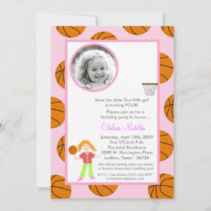 Save The Date 5x7 Fille Panier Ball Anniversaire Douche Invitati