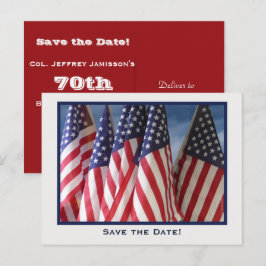 Save the Date 70. Geburtstagsparty, American Fahne Ankündigungspostkarte