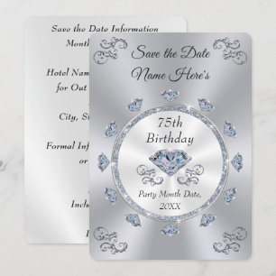 Save the Date 75. Geburtstagsparty, Diamond Jubile Einladung