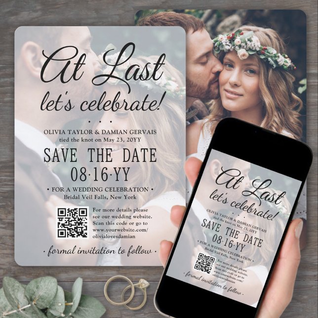 Save The Date À Dernier QR Code & Photo Overlay Mariage Réceptio (Créateur téléchargé)